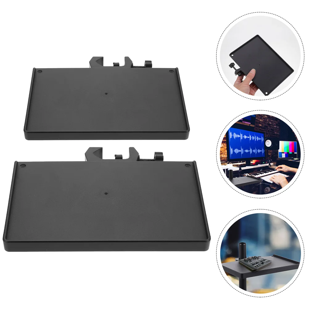 2 Pcs Microphone Tray Sound Broadcast Rack for Stand Clip Holder Mount Plastic Clamp-On Universal Storage