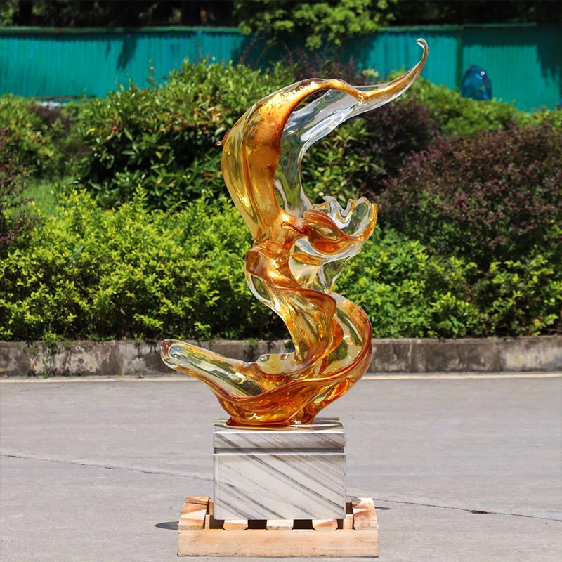 *#Q OFree Curved Flowing Gradient Transparent Resin Hand-painted Artistic Large Floor Statue High-End Club&