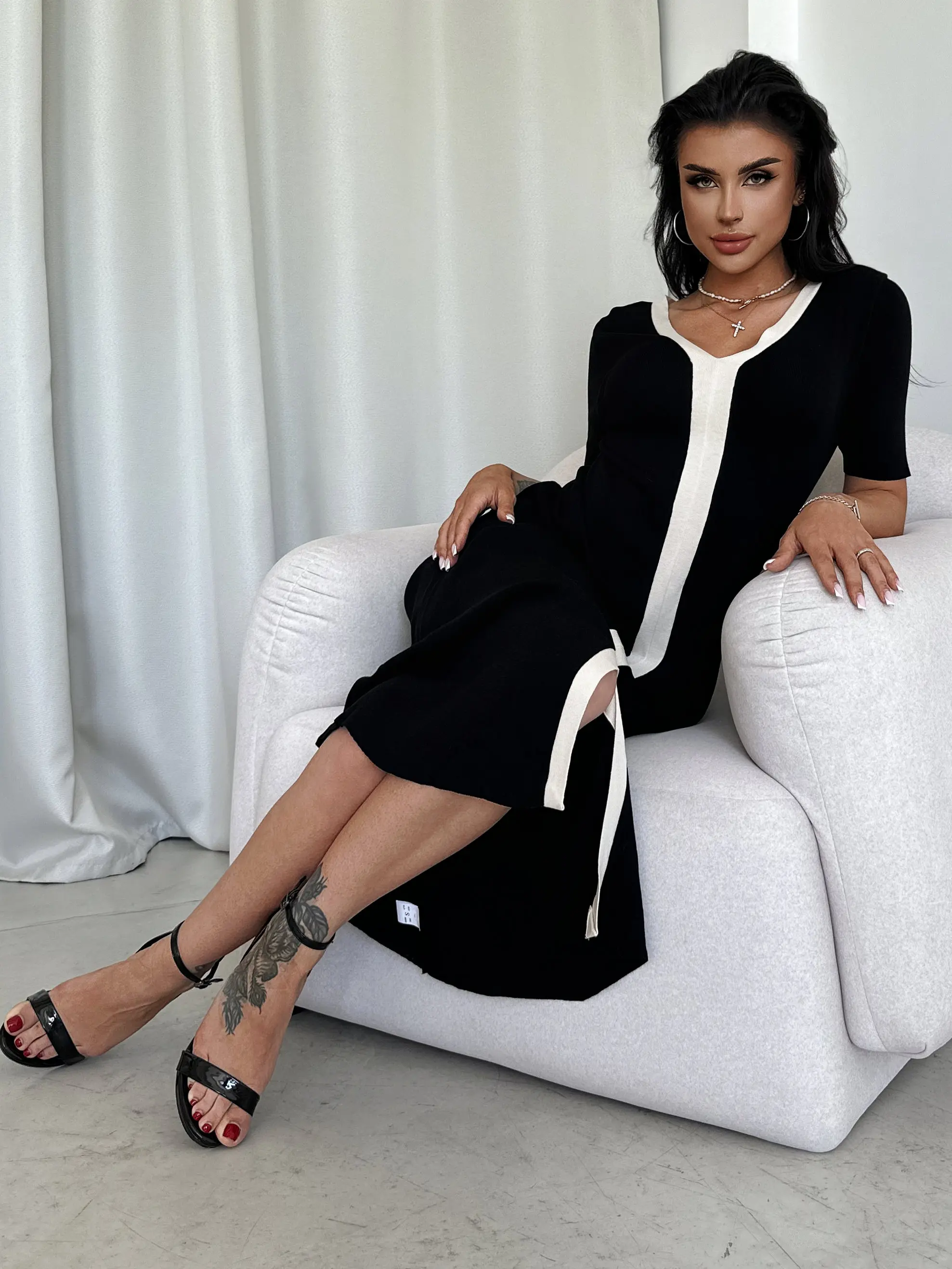 Sexy Bodycon Knit Maxi Dress Black White Short Sleeve Knitted Dresses Woman Korean Elegant Long Summer Dresses For Women 2024