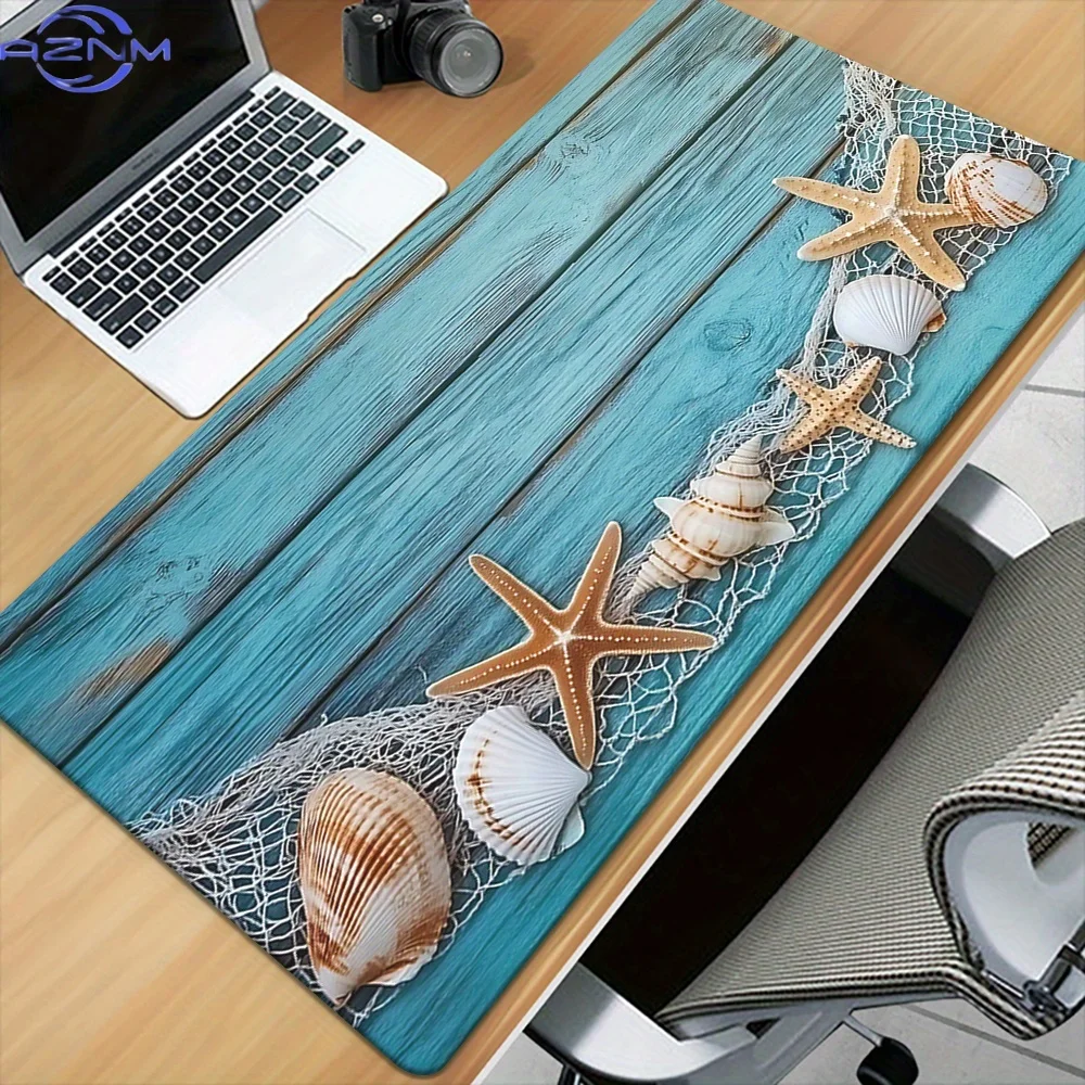 Island Shell Mouse Pad - Non-Slip High Quality Desk Mat with Starfish & Seashell Beach Design, Soft Rubber Base & Smooth Surface