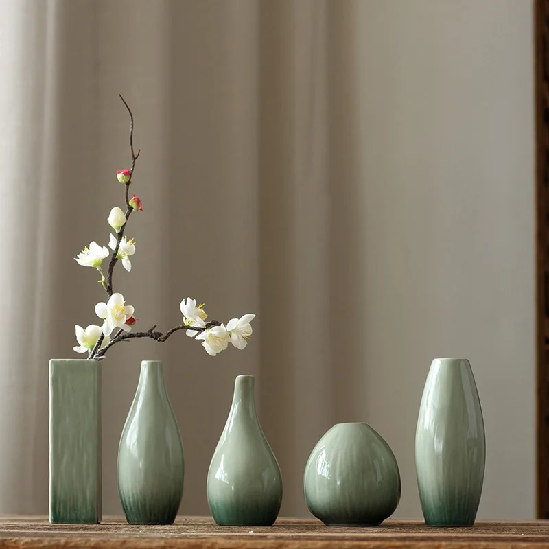 Jarrones decorativos modernos de cerámica para pared, maceta pequeña de hidropónica verde para decoración del hogar, sala de estar, plantas y flores Zen, color blanco y negro