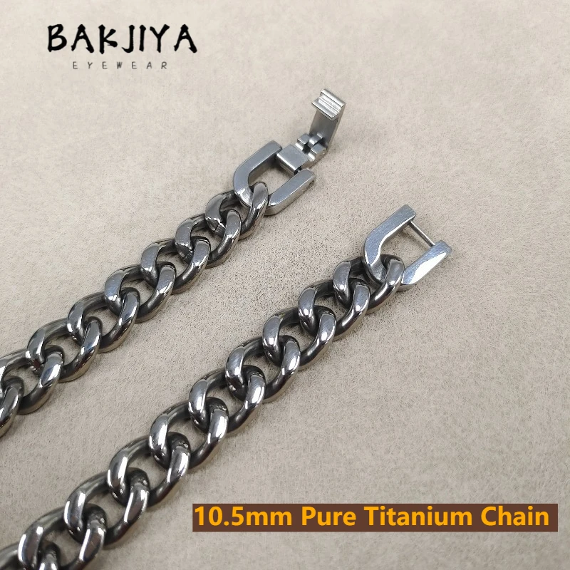 

10.5mm Pure Titanium Cuban Link Chain Necklace for Men Women, Luxury Fashion Lightweight Anti-Allergy Titanium Bracelet Not Rust