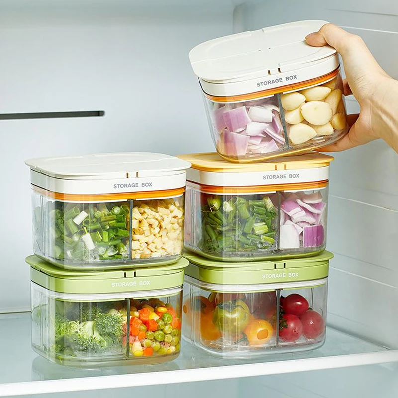 حاويات تخزين المواد الغذائية مع أغطية محكمة الغلق، حاوية حفظ الثلاجة الطازجة، حاوية تخزين الفاكهة، تخزين البصل والزنجبيل والثوم