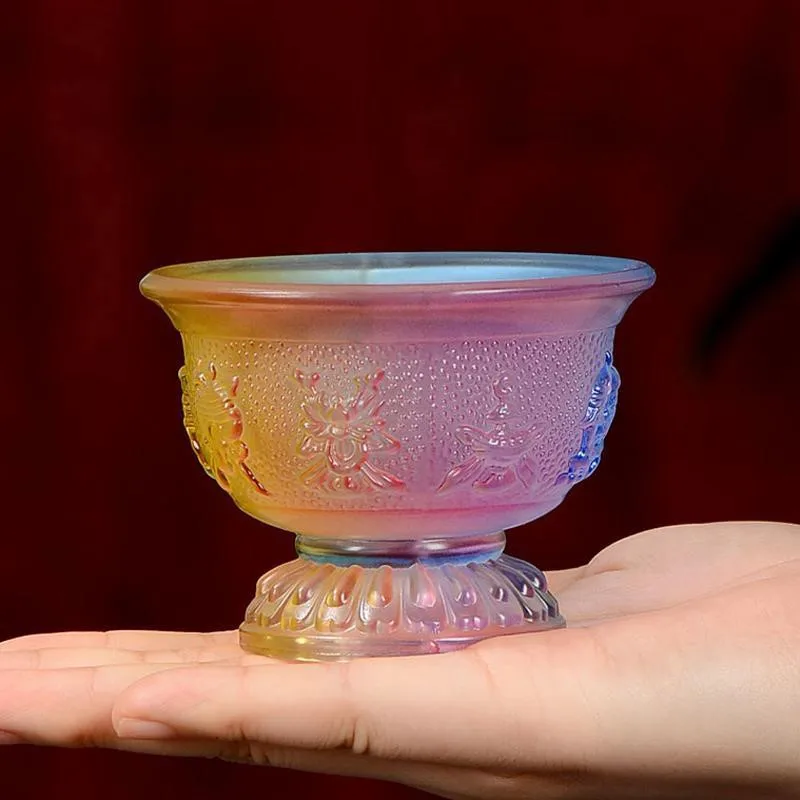 Tibetan Style Water Supply Bowl Glass Water Bowl Ornament For Household Supplies Home Decoration Bowl For Offer Buddha ZG262