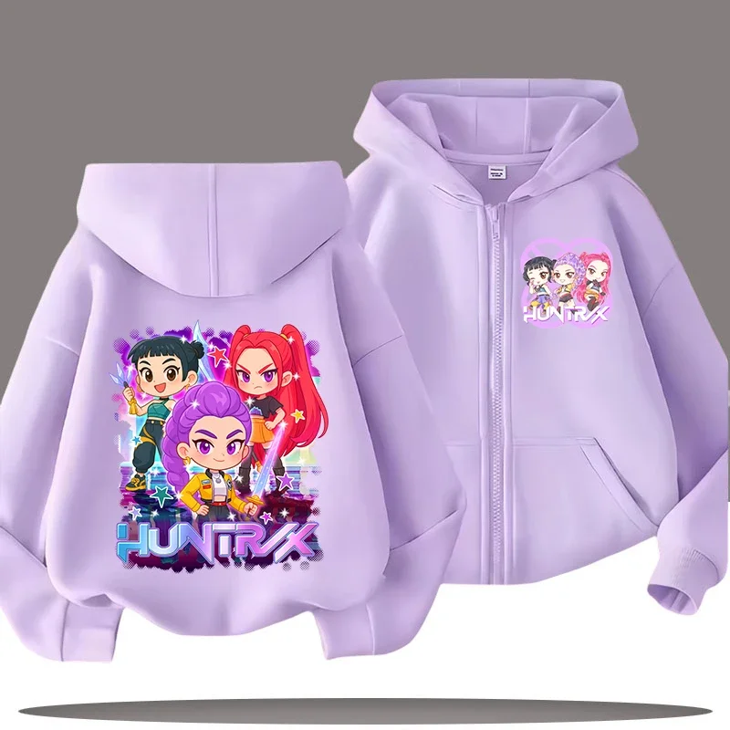 Забавные толстовки на молнии Kpop, толстовка с капюшоном «Охотники на демонов», детская одежда, толстовка для мальчиков и девочек, толстовка на молнии, детский повседневный топ
