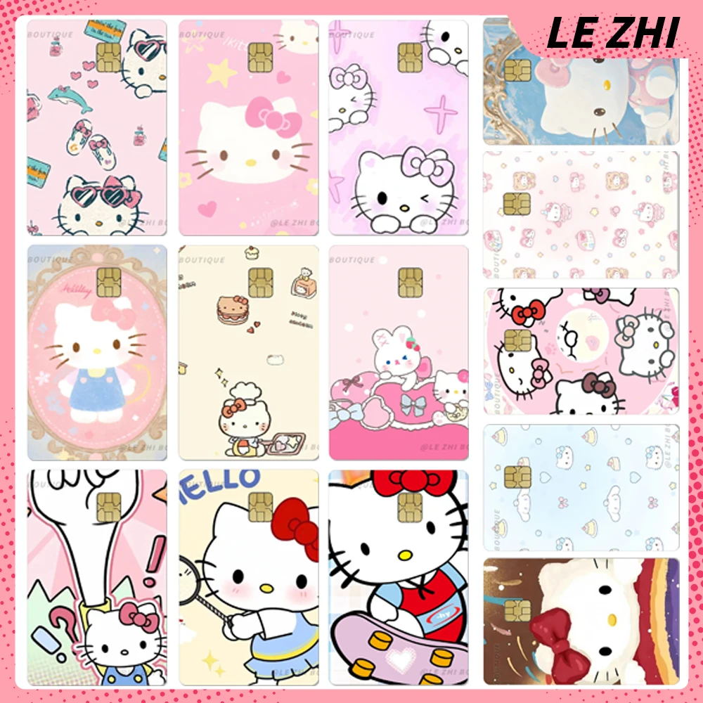 Kawaii Anime Sanrio Hello Kitty Diy Credit Debit Card Party Sticker Shining Rainbow Love Star Waterproof Small Chip Skin Sticker