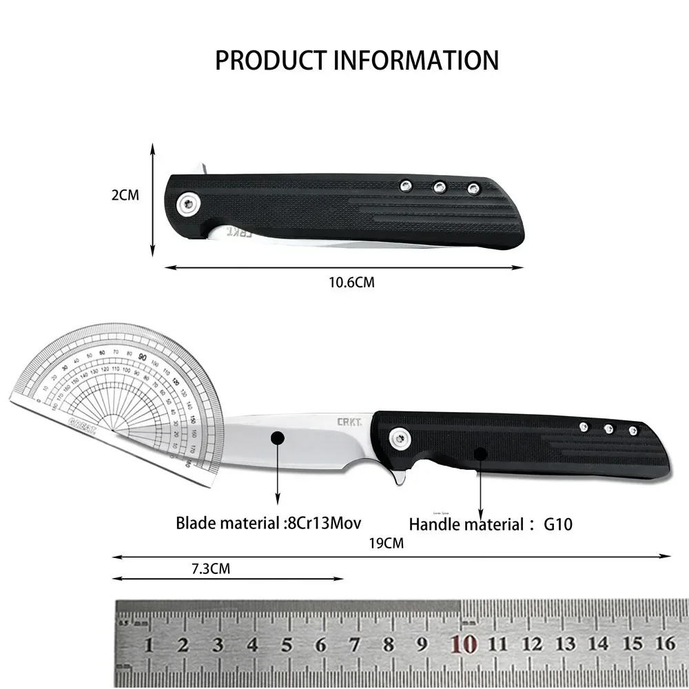 CRK 3801 Matthew Assisted Flipper EDC Folding Knife 8Cr13Mov Steel Drop Point Blade G10 Handles Outdoor Pocket Tactical Knives