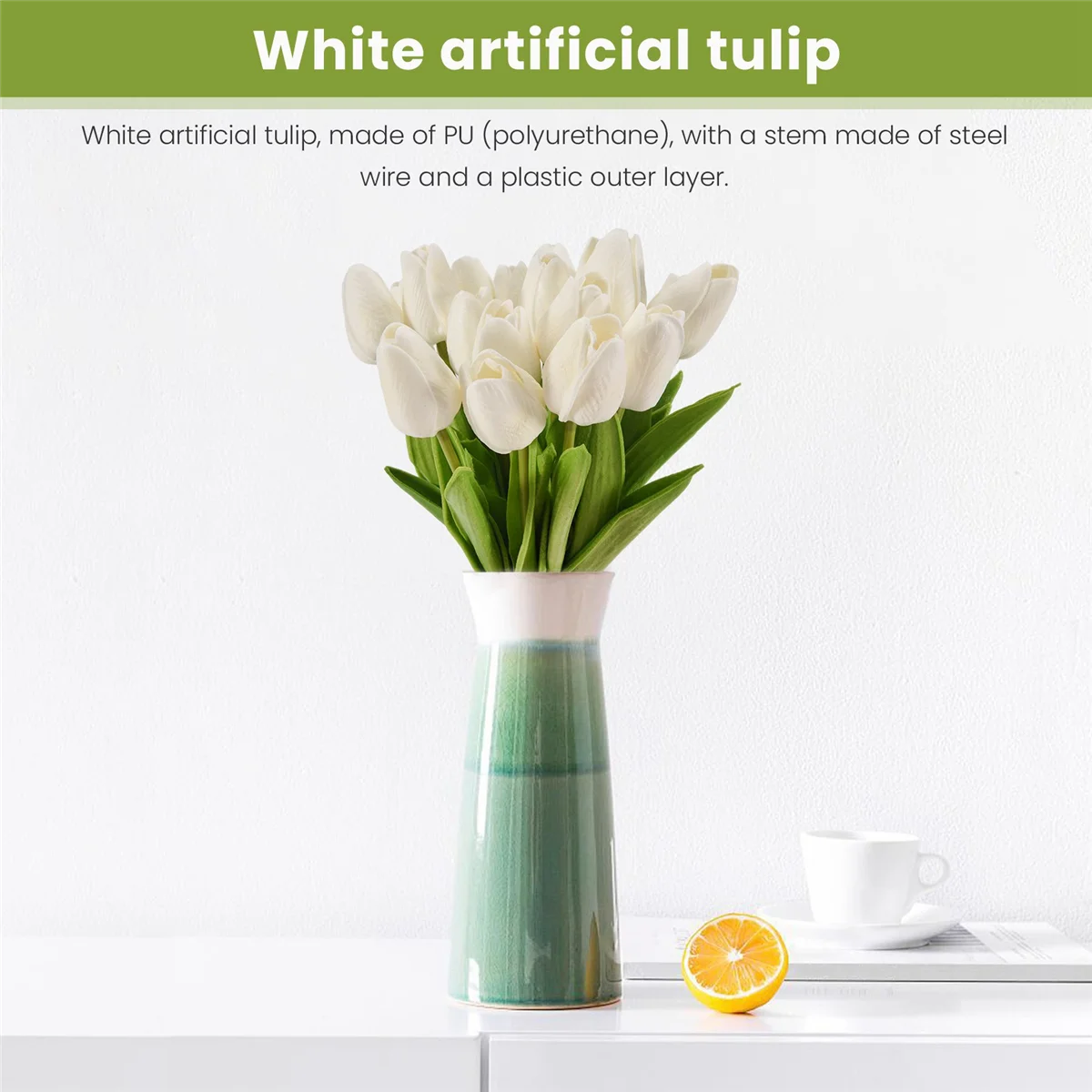 20Pcs White 13.8inch Artificial Tulips Flowers for Party Decoration,Wedding Home Decoration