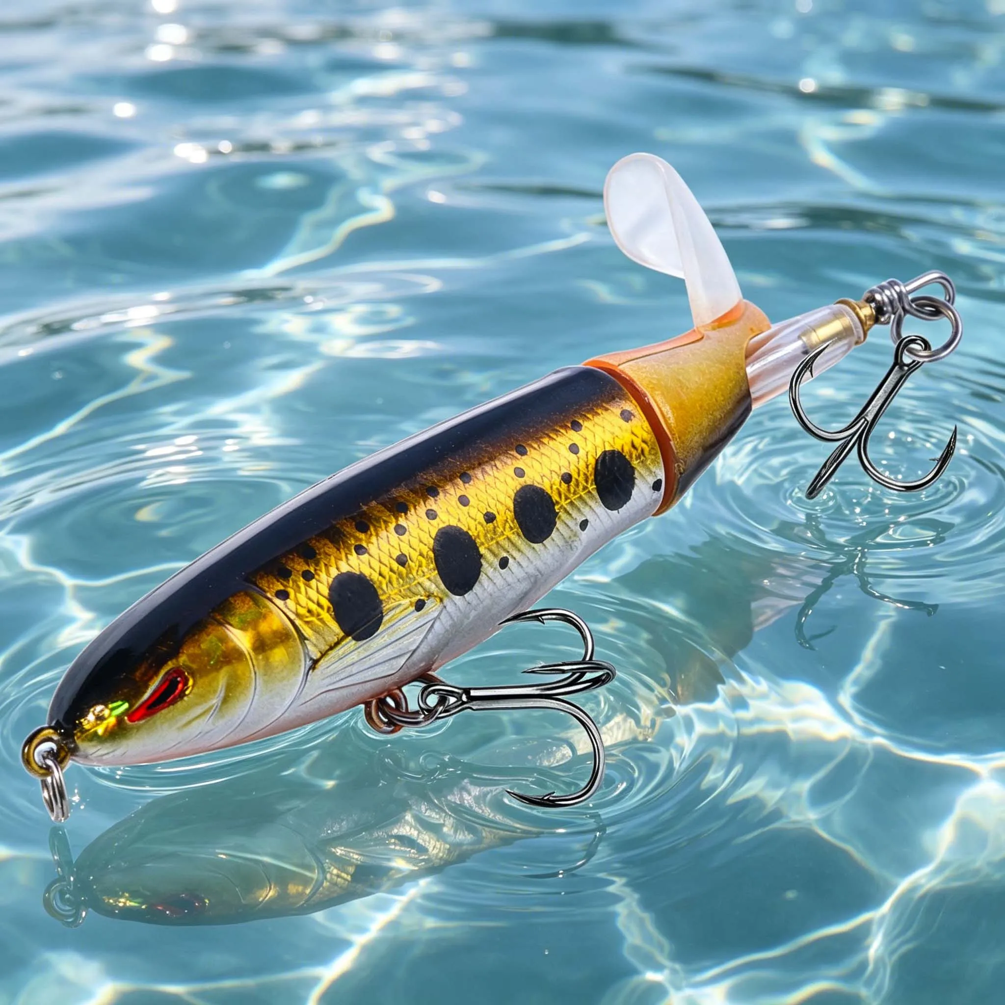 1PCS Whopper Fishing Topwater Popper Fishing Lure Artificial Hard Bait Soft Rotating Tail Fishing Tackle Fishing Bait view 2