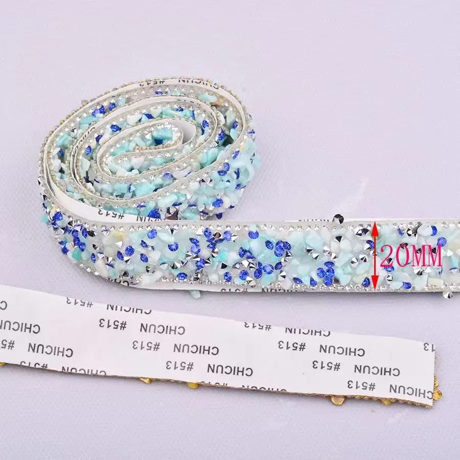 Back glue 20mm resin hot diamond clothing accessories diy handmade colorful gravel rhinestone sticker diamond strip accessories