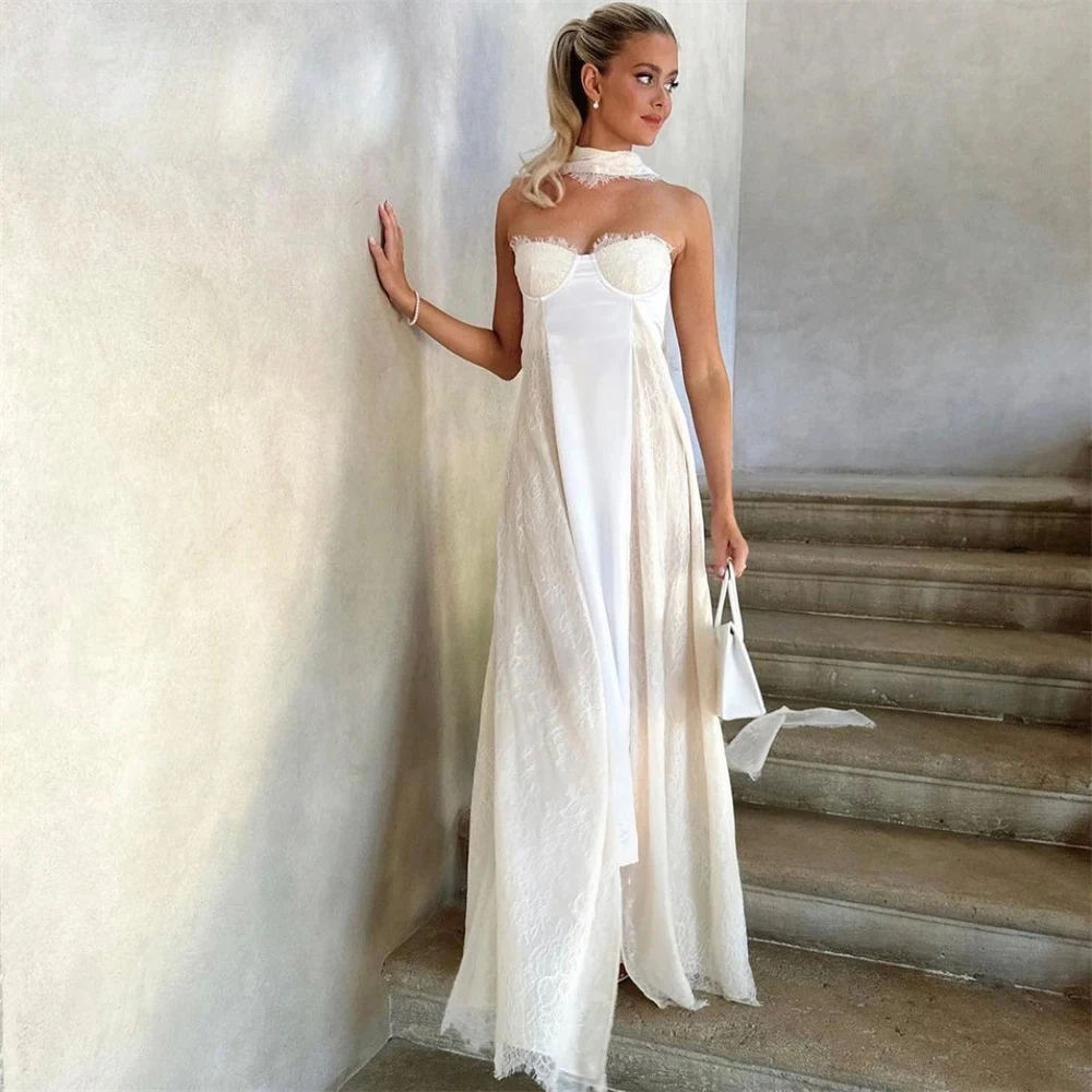 A-Line Round Neck Long Sleeve Backless Sexy Mermaid Wedding Dress For Wedding Bridesmaid Birthday Holiday Cocktail Dresses 1087