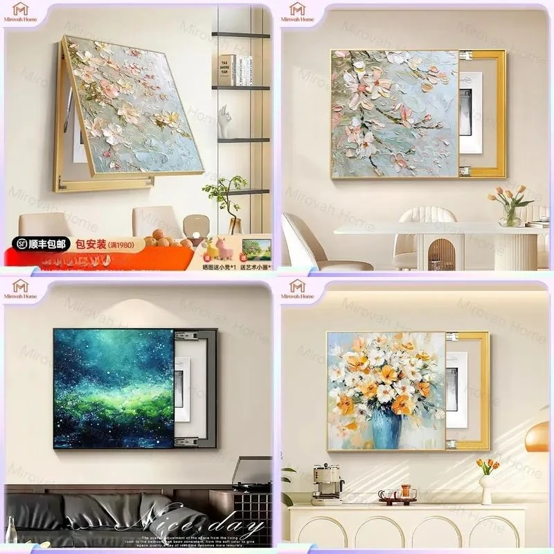 For Modern Abstract Meter Box Cover Art Hand Painted Oil Painting Power Distribution Box Decoration Wall Art Home Decor
