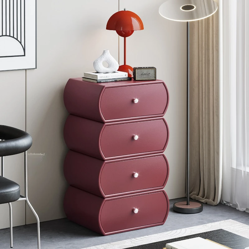 Minimalist style solid wood four-chest cabinet, living room side cabinet against the wall, bedroom household bedside cabinet