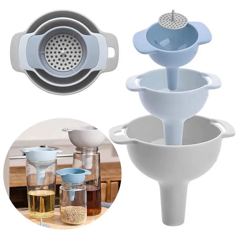 

4 In 1 Kitchen Funnels For Filling Bottles Kitchen Funnels With Detachable Strainer Filter Food Grade Household Oil Funnel