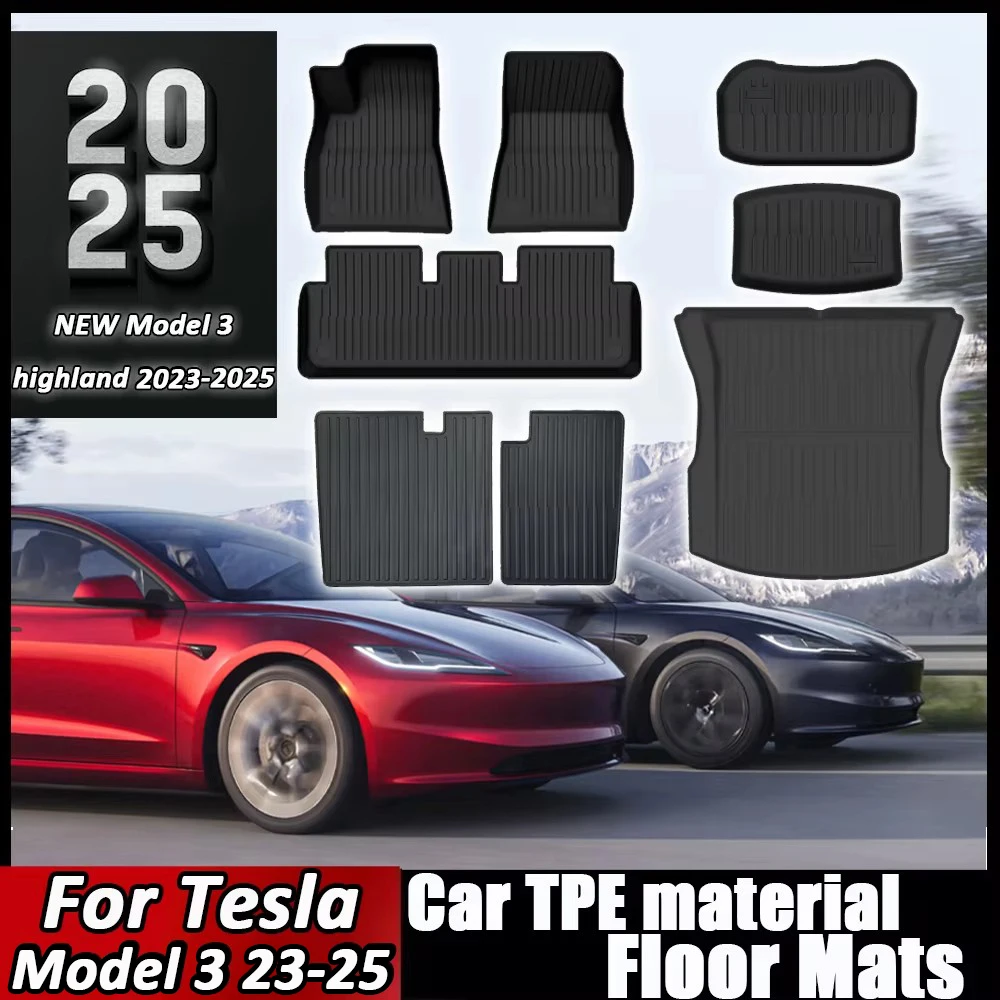 

Car Floor Mats Cargo Liner For Tesla Model 3 Highland 2023 Waterproof Anti-slip Trunk Mat TPE Pads Tesla Model 3 2024 Highland