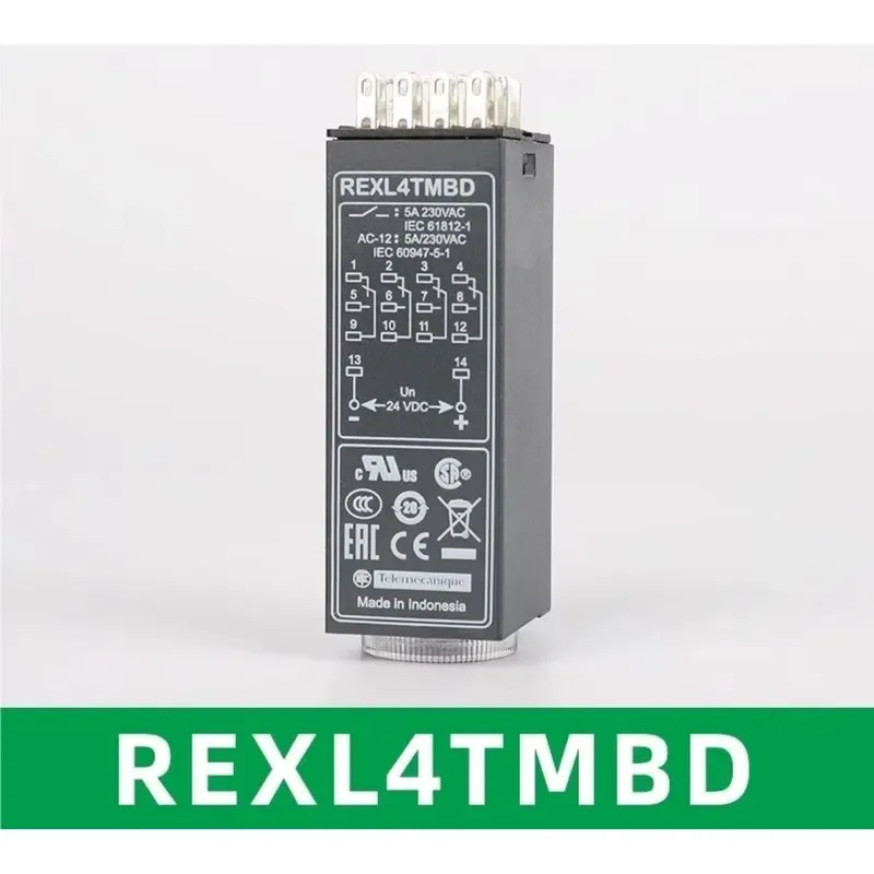 REXL4TMBD single function relay, Harmony Timer Relays, 5A, 4CO, 0.1s..100h, on delay, 24V DC