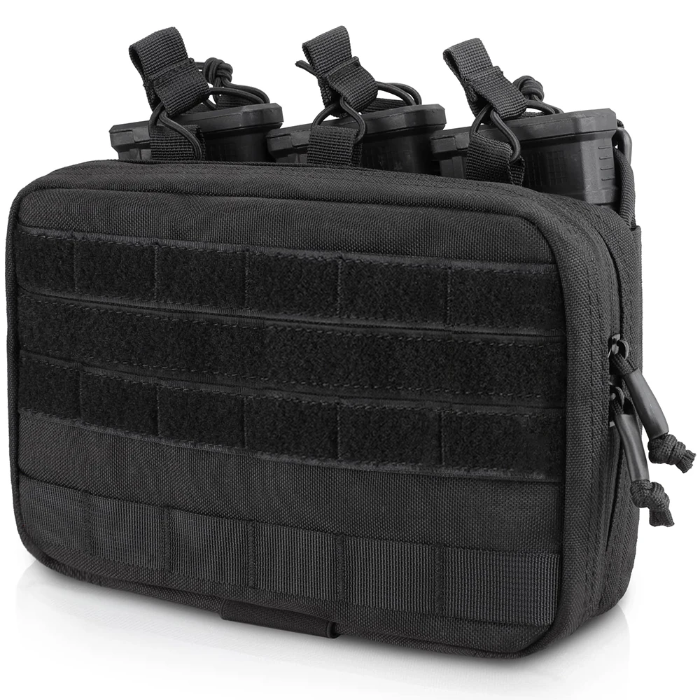 Triple Mag Admin Pouch Tactical Magazine Pouch Molle Utility EDC Organizer Detachable Inner Pocket Mag Holder for M4 M16 5.56mm