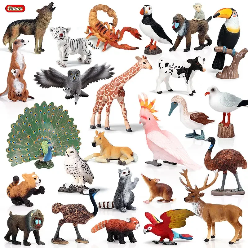 Figuras de Ação Realistas Animais Selvagens para Crianças, Tigre, Cavalo, Papagaio, Pássaro, Sólido Modelo de PVC Figurinhas, Brinquedo Bonito, Presente, Novo