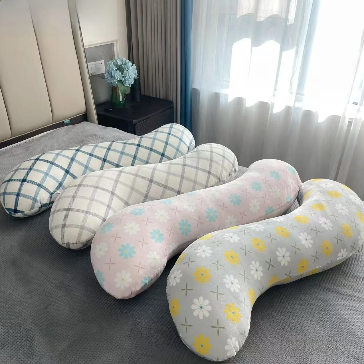 

Большая эргономичная подушка S-образной формы для сна на боку, длинная прямоугольная подушка для ног, подушка для пар, пригодная для машинной стирки