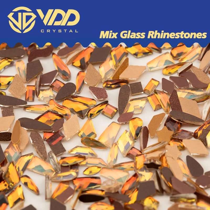 VDD 100/500 Stück Neue Farbe Sommer Tan Gemischte Formen Glas Kristall Strass Flachrückige Glitzersteine für Nagelkunst DIY Dekoration – Detail 6