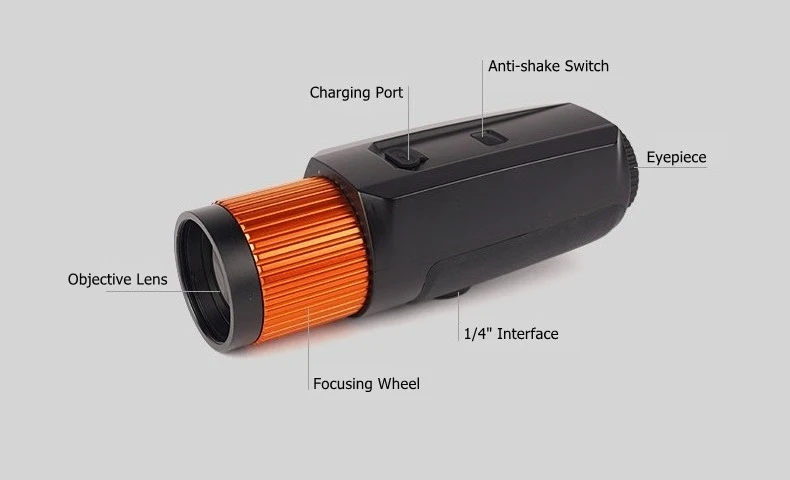 16x36 Monocular EDIS Anti-Shake HD IPX5 Waterproof for Astronomy