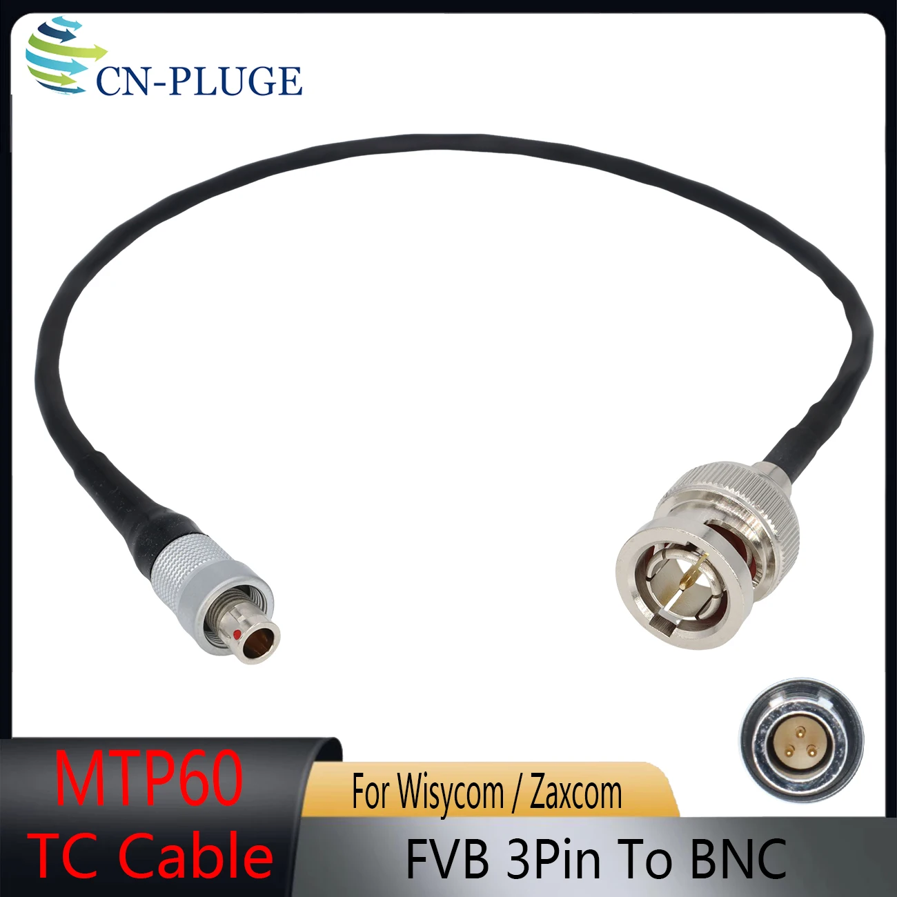 Sound Devices A10-TX/Wisycom MTP60/Sennheiser / Zaxcom ZFR400 Transmitter Timecode LTC Input Cable FVB 3Pin To BNC / 3.5mm TRS