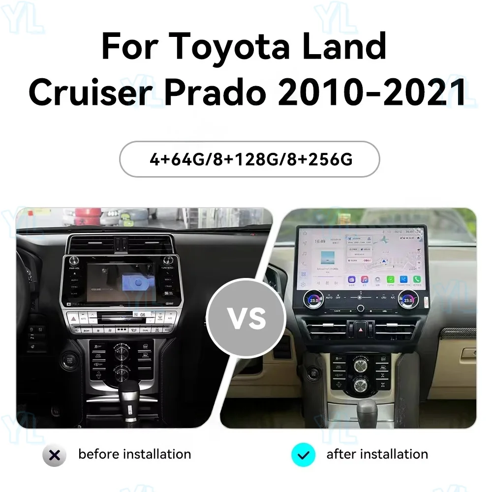 16.8 بوصة أندرويد 13 شاشة لتويوتا برادو 150 2010-2021 راديو السيارة ستيريو Carplay نظام تحديد المواقع مشغل فيديو الوسائط المتعددة DSP رئيس وحدة