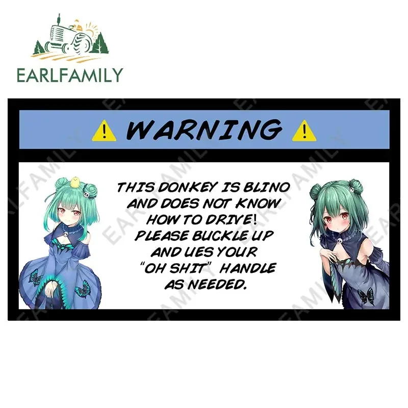 EARLFAMILY Practice Vinyl Car Stickers For Hololive Rushia Drawing Warning Car Accessories Anime Decals Windshield Decor