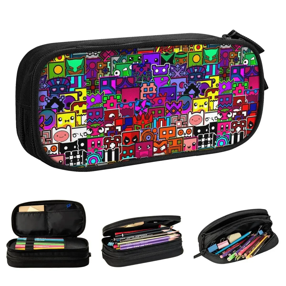 Geometry Gaming Dash Pencil Case Box Pencilcases Pen for Girls Boys Large Storage Bags Students School Zipper Accessories