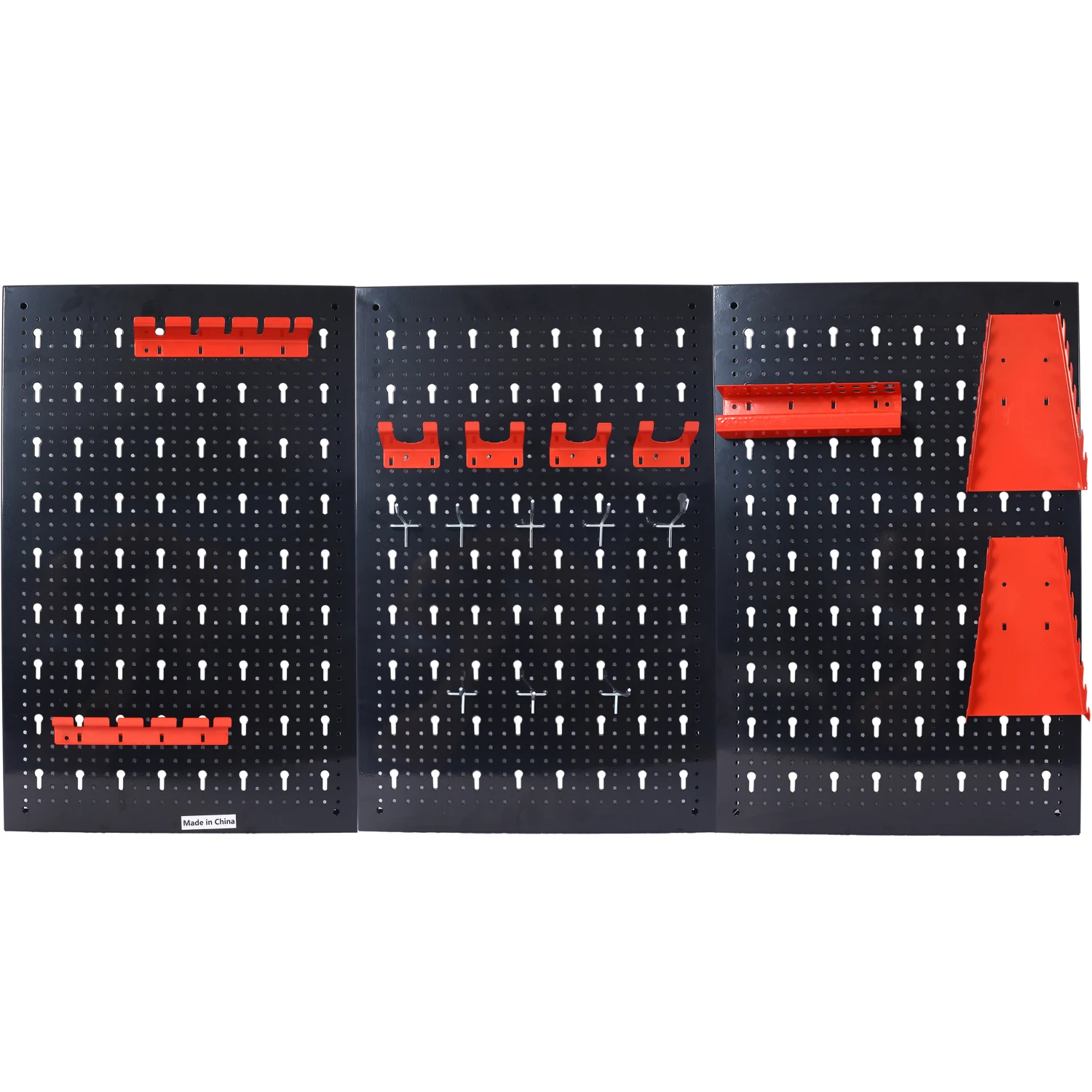 

Pegboard Wall Organizer, 4ft Metal Garage Pegboard Tool Organizer w/3 Pegboards, Drill Bit Rack, Wrench Rack, Hooks Accessories,