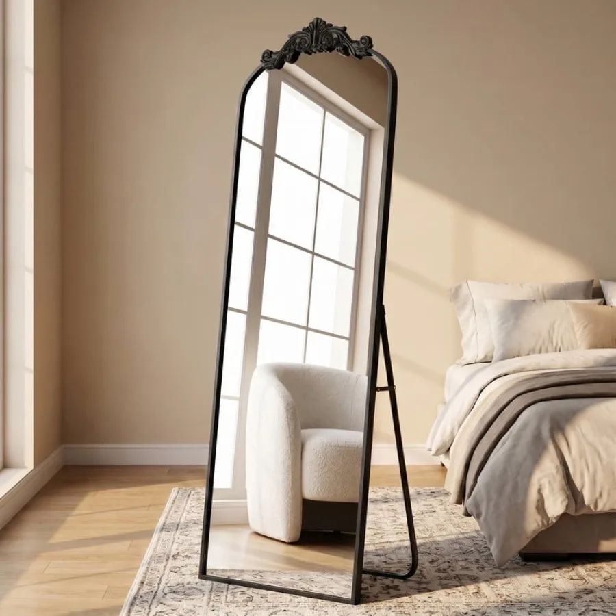 

21"x66" Vintage Arched Full Length Mirror Decorative Floor Mirror for Dressing Black