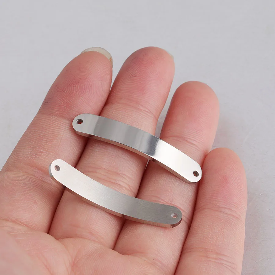 

20pcs 6*35mm Two Hole Connectors Mirror Polish Stainless Steel Bend Blank Charms DIY Jewelry Making Findings