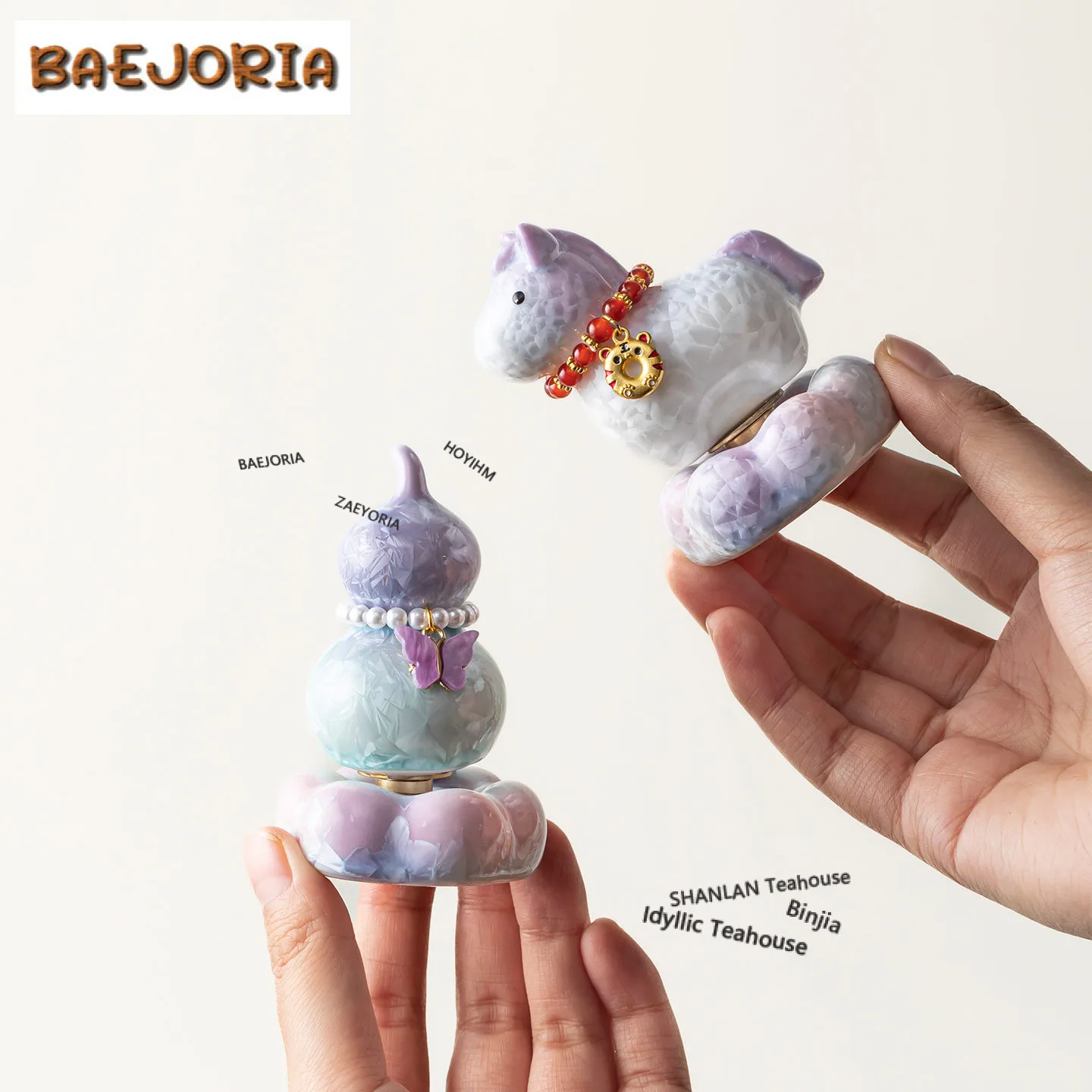 Kiln Change Crystal Glaze Rotating Pony Gourd Figurine Home Tea Pet Boutique Lucky Model Tea Figurine Play Toys Tea Statue Gift
