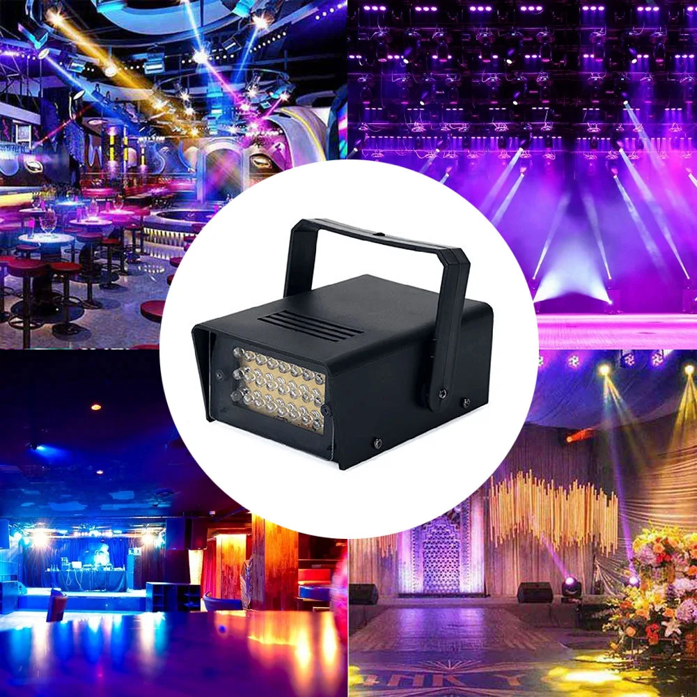 LED White Adjustable Speed DJ Disco Strobe Lights Remote Control Flash Dance Hall KTV Party Wedding Holiday Stage Lighting