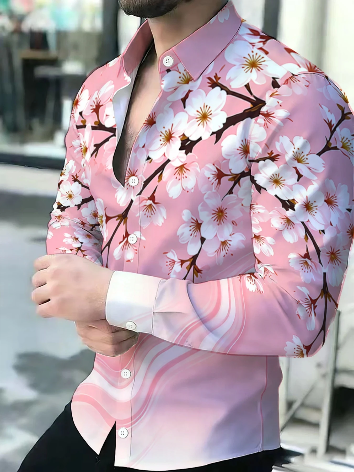 قميص رجالي بأكمام طويلة وأزرار - مراجعة Men'S Fashion Pink Shirt وسعره