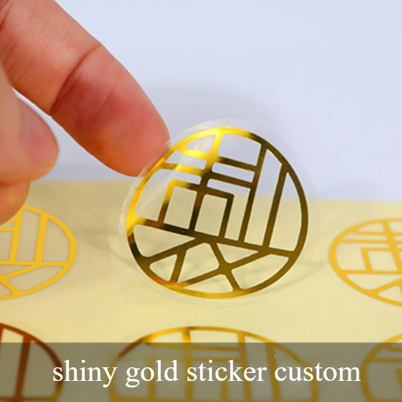 

500 шт., наклейка с логотипом золотого, серебряного цвета, прозрачные водонепроницаемые персонализированные наклейки, свободный дизайн, липкая этикетка любого размера