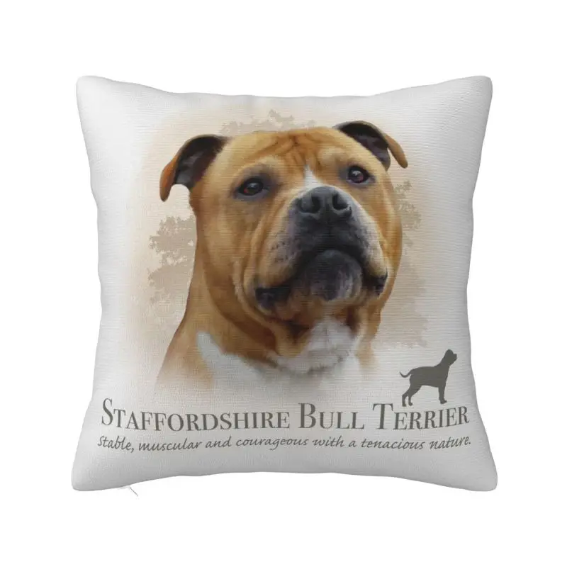 Staffordshire Bull Terrier Throw Pillow Covers Home Decorative Pet Dog Cushions Cover For Sofa Chair Square Polyester Pillowcase