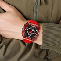 Reloj LOQNCE 98003 de moda, Relojes de cuarzo digitales y analógicos de doble movimiento de alta calidad para hombres, relojes deportivos para estudiantes