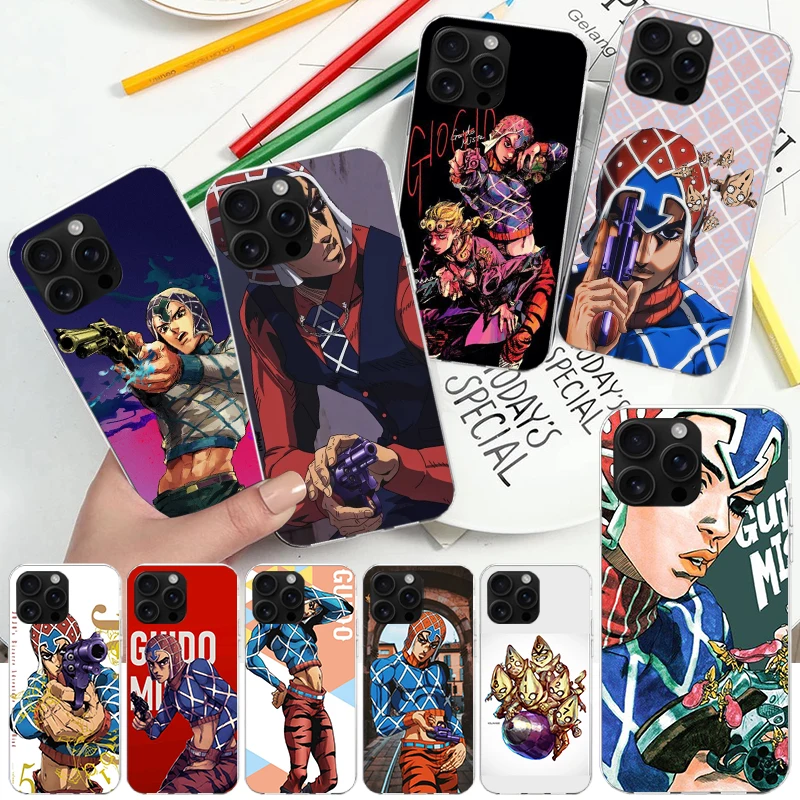 JoJo Adventure Guido Mista для iPhone 17 Air 16e 16 15 Pro Max 14 Plus 13 Mini 12 Чехол для телефона 11 X XS 7 8 SE Противоударный принт She