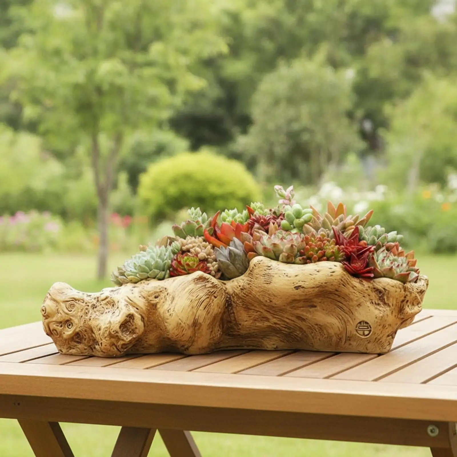 Resin Planter with Driftwood Look Irregular Driftwood Planter Crack-Resistant