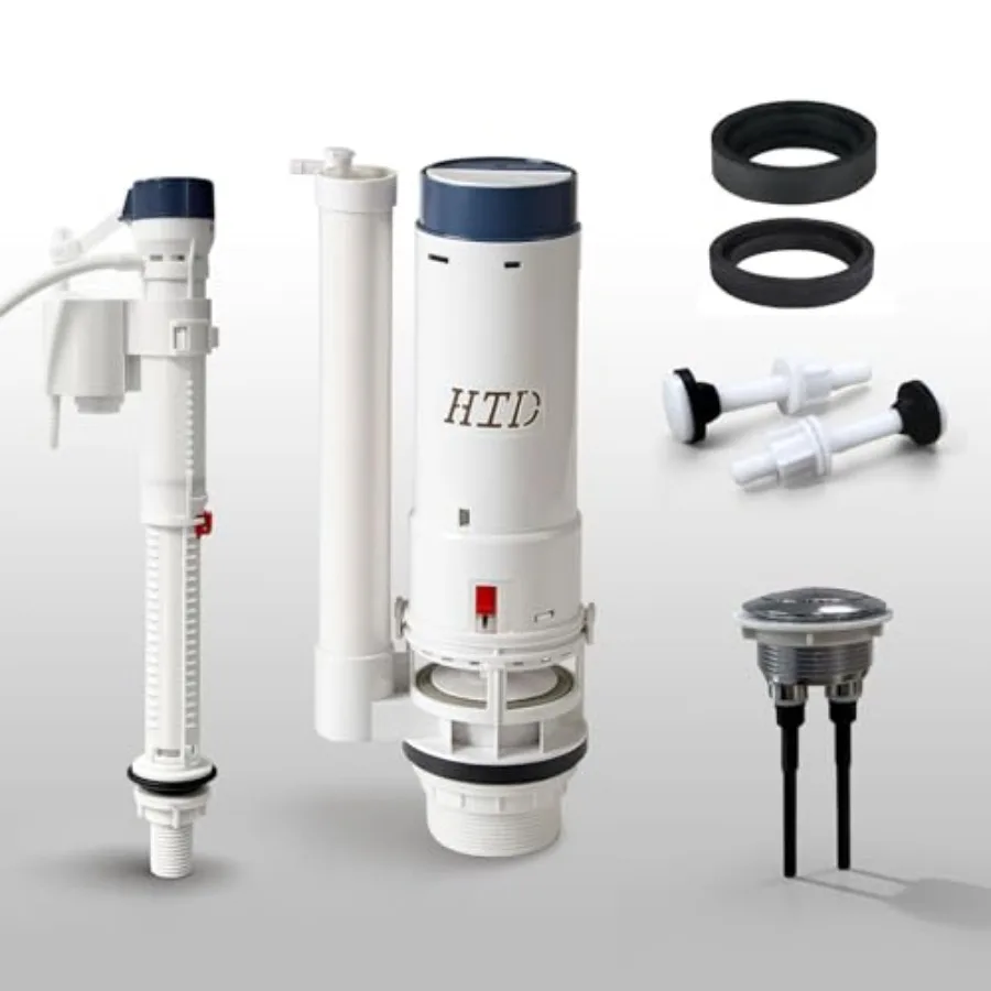 

universal split toilet repair kit with dual flush valve and inlet valve, high-performance ABS toilet cistern replacement parts,