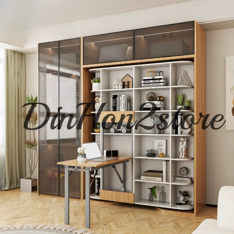 Multi-space solid wood rotating desk cabinet Murphy bed