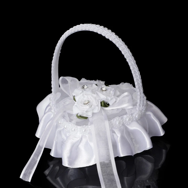 Caja de anillo de boda de diferentes estilos, cesta de flores de boda, decoración de flores para niña, cesta de flores de boda, anillos de tienda