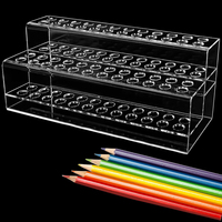 Transparent Acrylic Pen Holder Storage 48-Slot Pen Display Stand Organizer Makeup Brush Rack Home Office Desk Storage Shelf