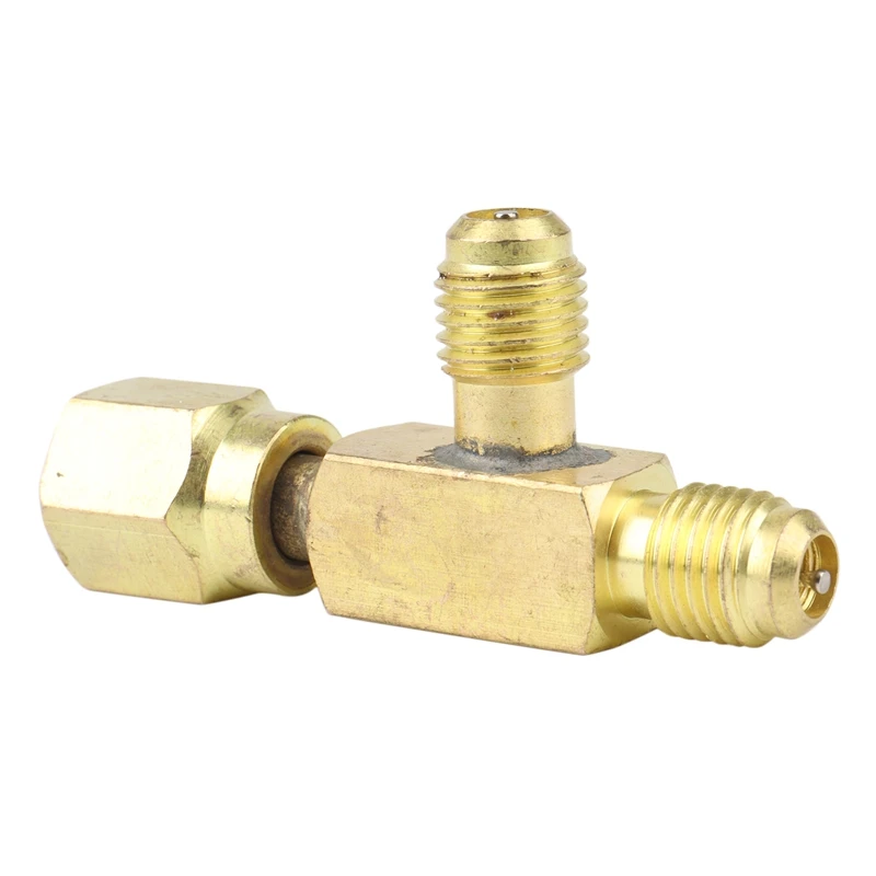 Brass Tee Adapter Converter 1/4Inch Male And Female SAE Flare Swivel Connector Auto Air-Conditioning Installation