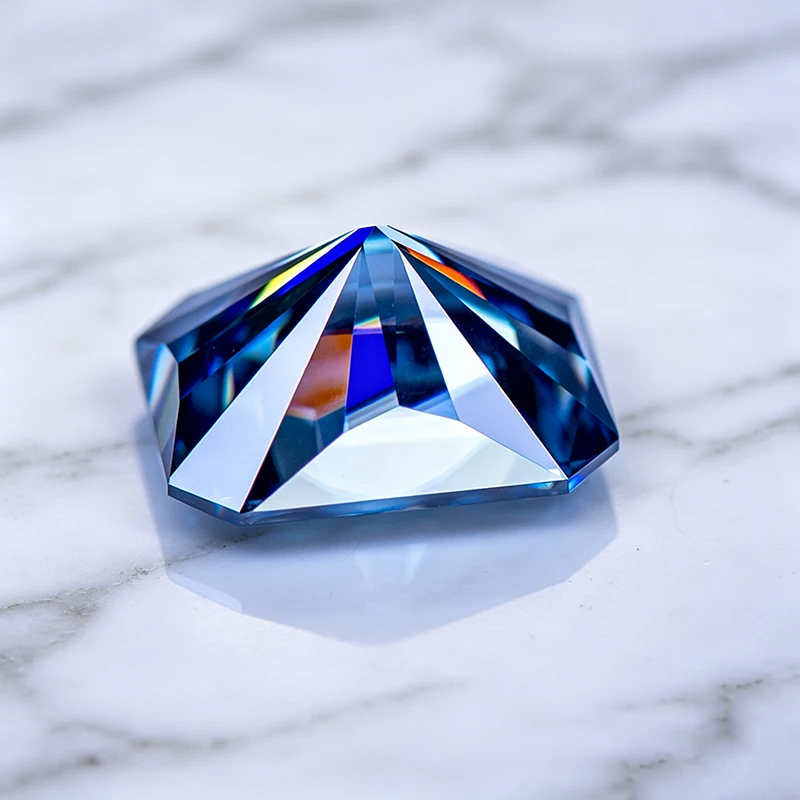 Moissanite Stone Natural Royal Blue Radiant Shape Gemstone for DIY Charms Jewelry Making Pass Diamond Tester with Certificate