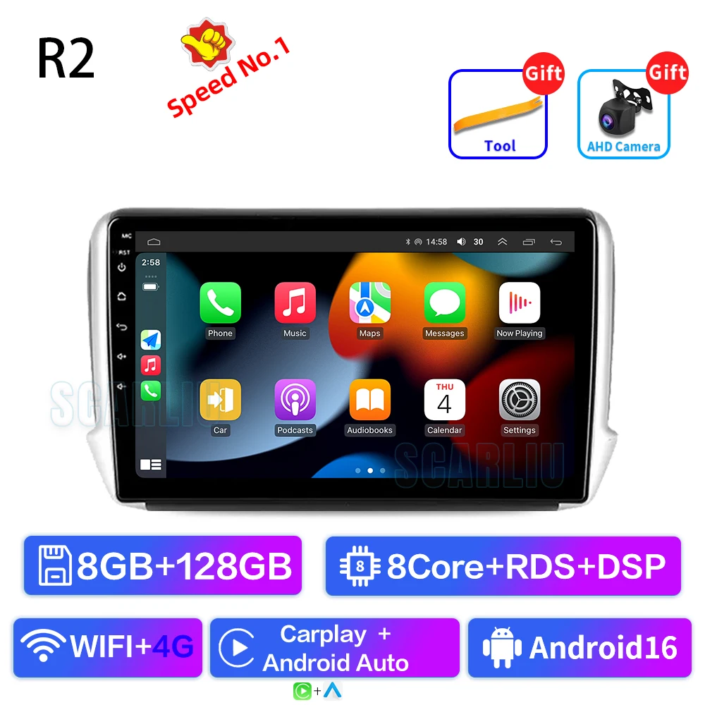 Android16 radio Voor Peugeot 2008 208 Serie 2012-2018 Auto stereo Multimedia Video Player carplay Auto GPS Navigatie 2din Geen dvd