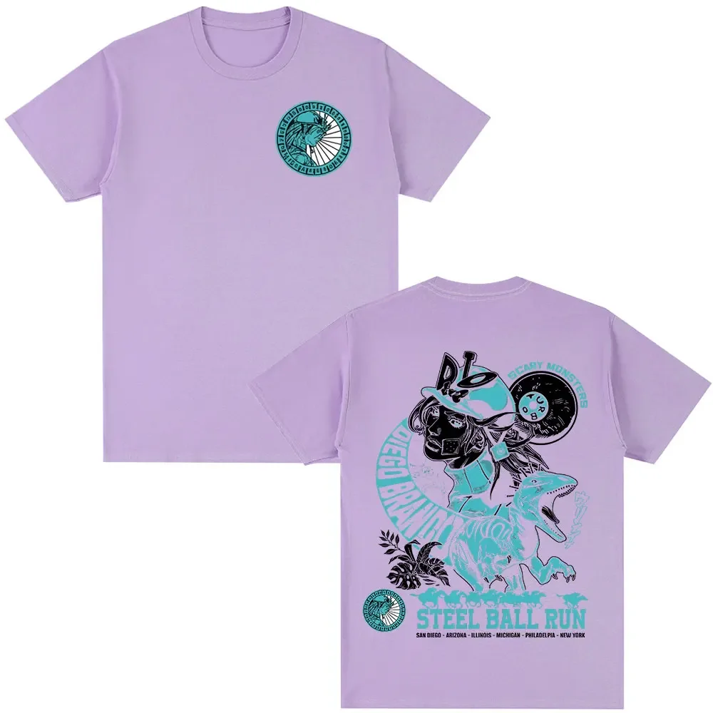 أنيمي جوجو غريب مغامرة تي شيرت الصلب الكرة تشغيل دييغو براندو مانغا الجرافيك تي شيرت الرجال النساء القطن عادية المتضخم التي شيرت #6