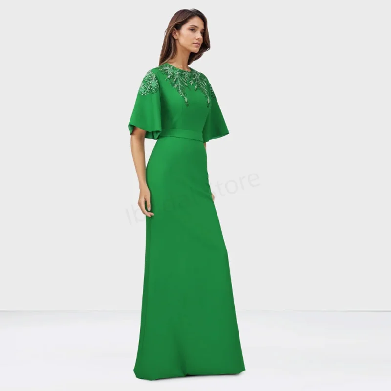 Maßgeschneidertes elegantes Abendkleid mit Applikationen, bodenlanges Ballkleid, O-Ausschnitt, Etuikleid, formelles Partykleid, Saudi-Arabien-Kleid
