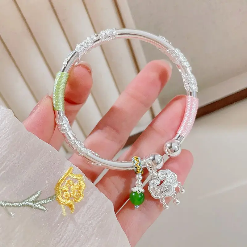 

Bracelet Women Solid 9999 Bangle Silver Jewelry Valentine'S Day Girlfriend